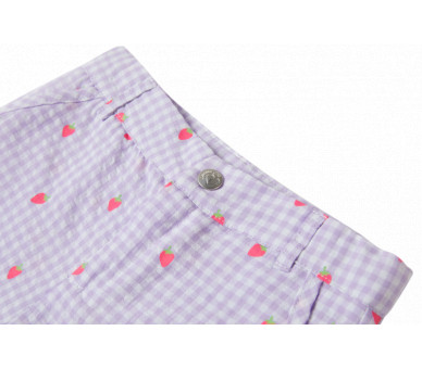SOMEONE : Vichy short met aardbeiprint