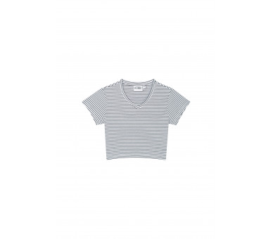 SOMEONE : Cropped ecru t-shirt met strepen