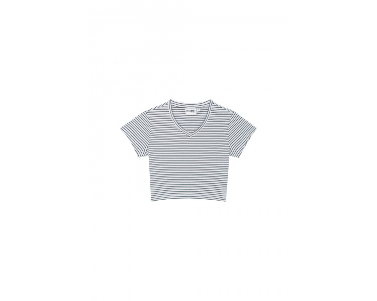 SOMEONE : Cropped ecru t-shirt met strepen