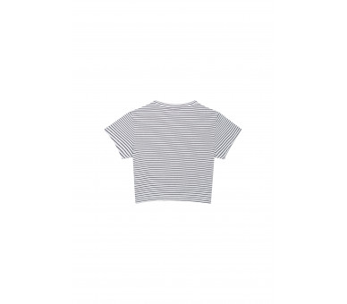 SOMEONE : Cropped ecru t-shirt met strepen