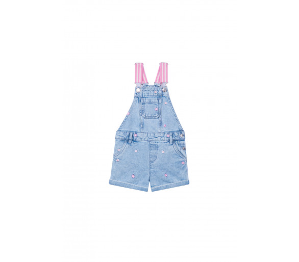 SOMEONE : Salopette en jean avec broderie florale
