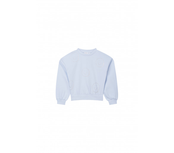 MINI REBELS : sweater met smileys in glitterprint