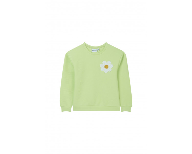 SOMEONE : sweater met gehaakte bloembadge