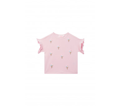 SOMEONE : T-shirt met ijsjesprint met pompons