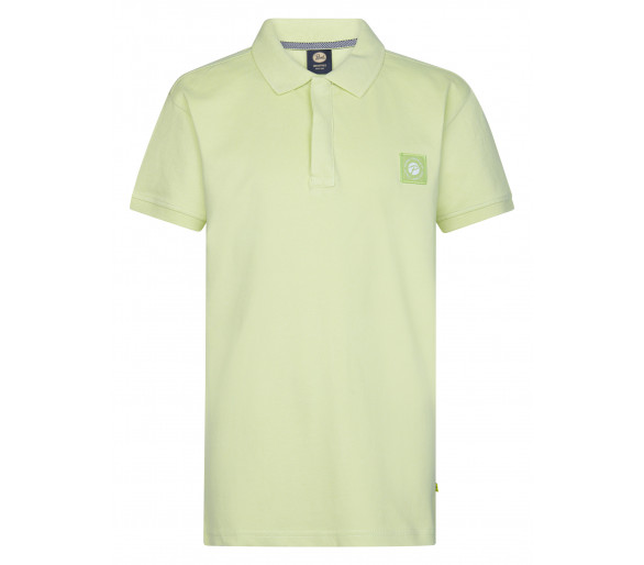 PETROL : Polo uni avec logo sur la poitrine