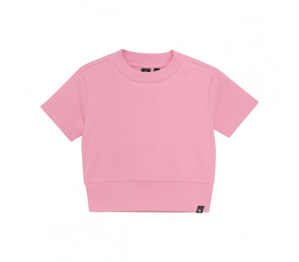 INDIAN BLUE : T-shirt Cropped Rib Striped