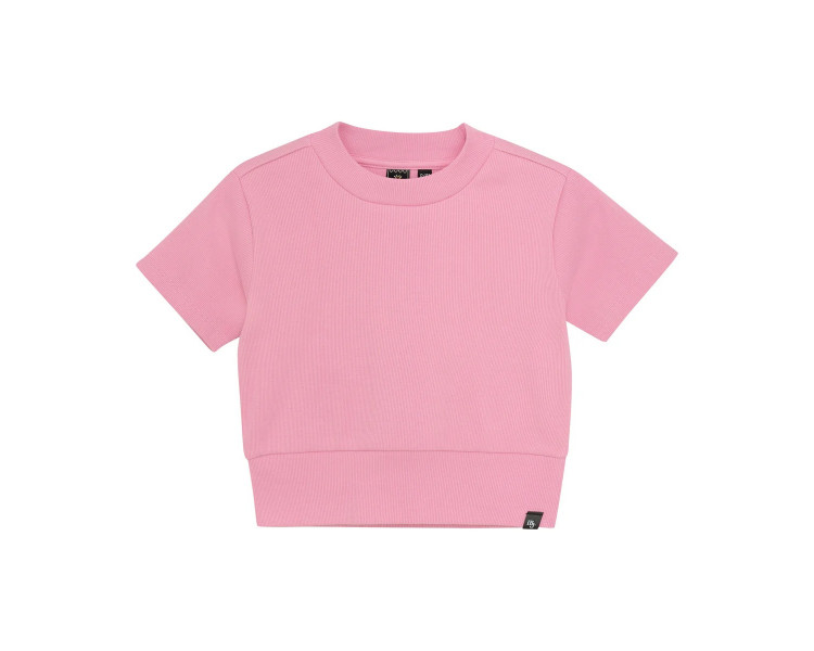 INDIAN BLUE : T-shirt Cropped Rib Striped