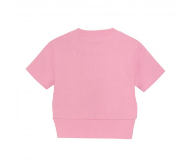 INDIAN BLUE : T-shirt Cropped Rib Striped