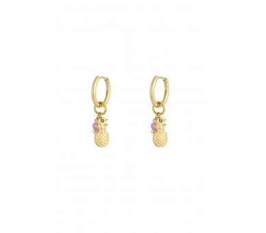 Oorbellen ananas aura - Goud kleur