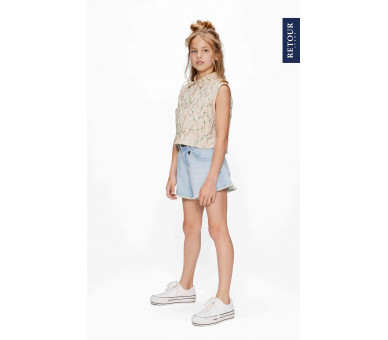 RETOUR : SHORT bleached blue denim