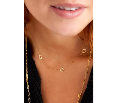 Ketting open klavers Goud kleur Stainless Steel