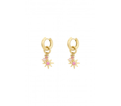 Oorbellen pink starlight Goud