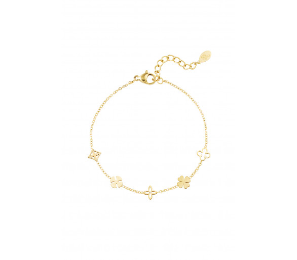 Armband vijf bedels Goud