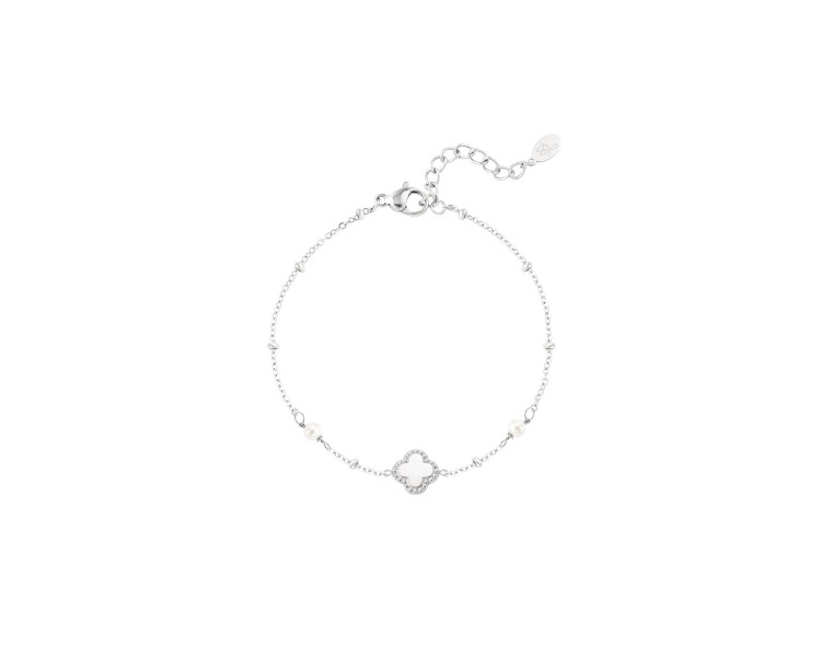 Armband klaver met parels Zilver Armband klaver met parels Zilver