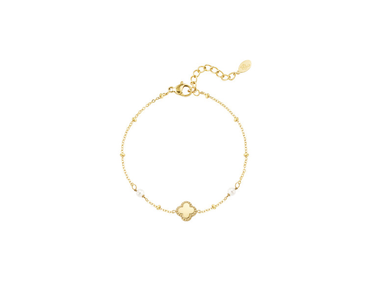 Clover bracelet with pearls Gold