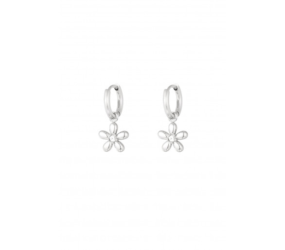 Boucles d'oreilles avec fleur et pierre