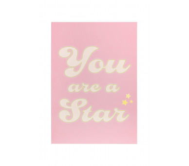 Wenskaart you are a star roze