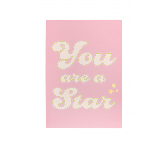 Wenskaart you are a star roze