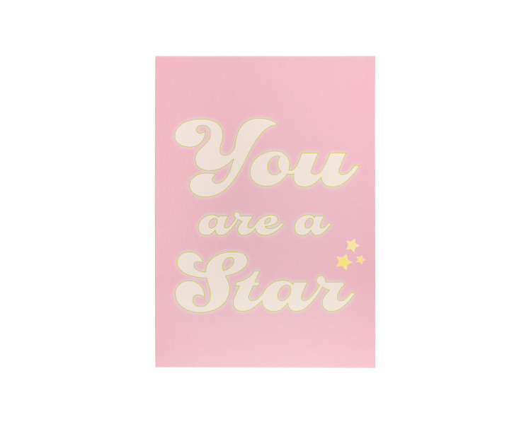 Wenskaart you are a star roze