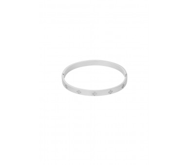 Zilveren armband met klavers en steentjes