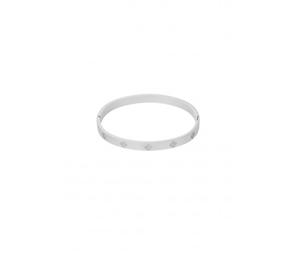 Zilveren armband met klavers en steentjes