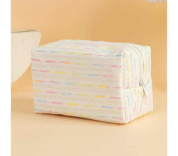Trousse de maquillage à rayures colorées