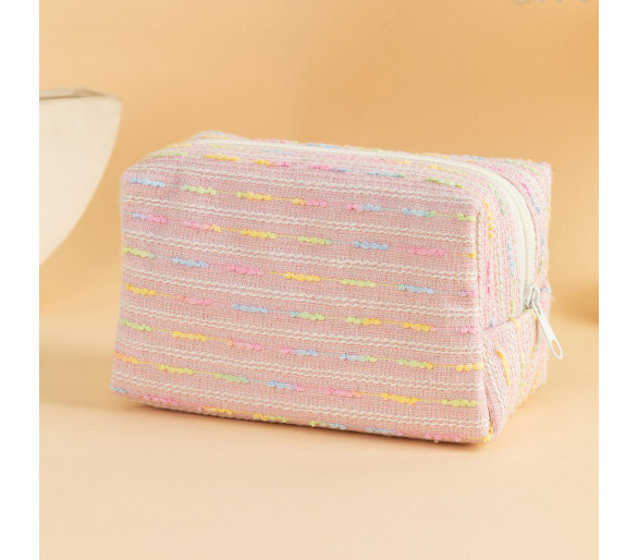 Trousse de maquillage à rayures colorées