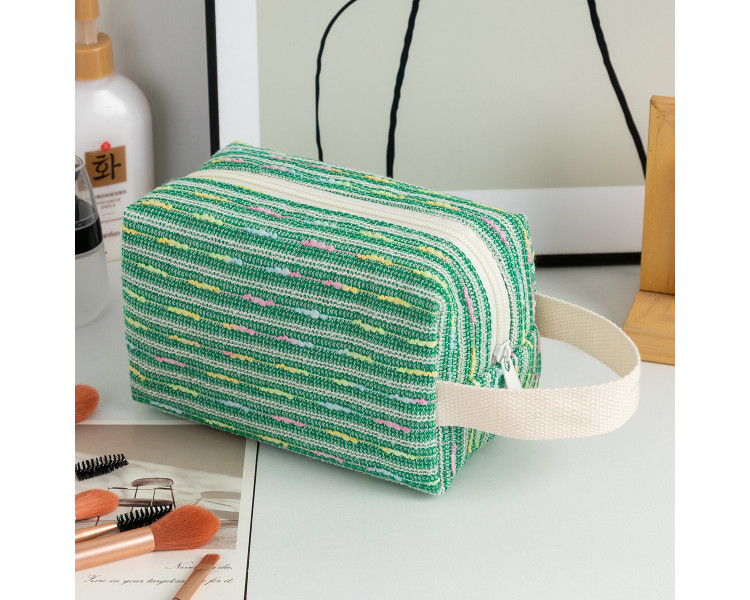 Groene gestreepte Makeup Bag Groene gestreepte Makeup Bag