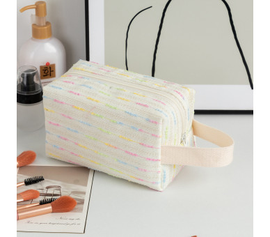 Wit gestreepte Makeup Bag