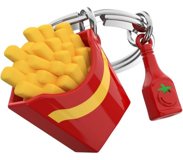 Metalmorphose sleutelhanger Frietjes met ketcup