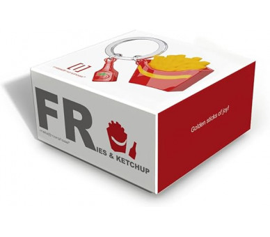 Metalmorphose sleutelhanger Frietjes met ketcup