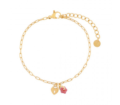 Armband minimalistisch flower lock roze