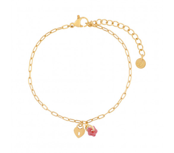 Armband minimalistisch flower lock roze