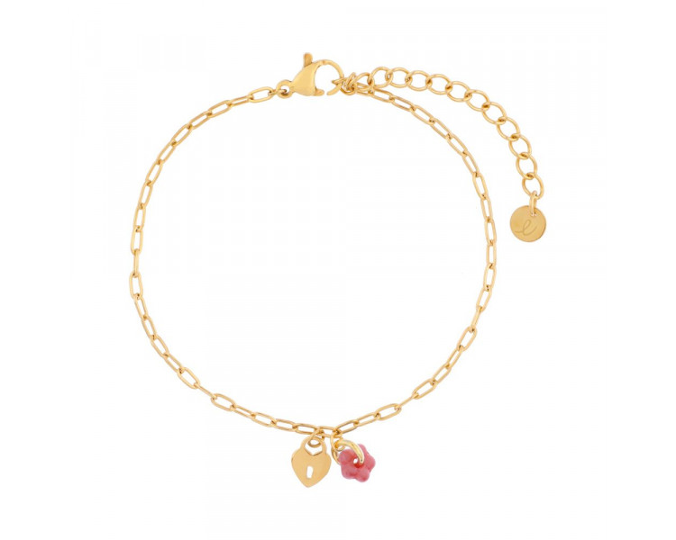 Armband minimalistisch flower lock roze