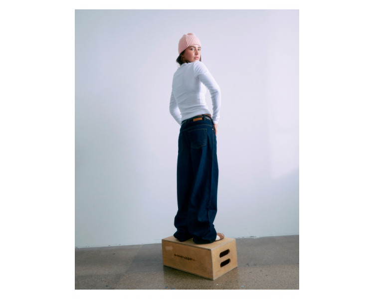 GRUNT : Low waist Raw bluejeans
