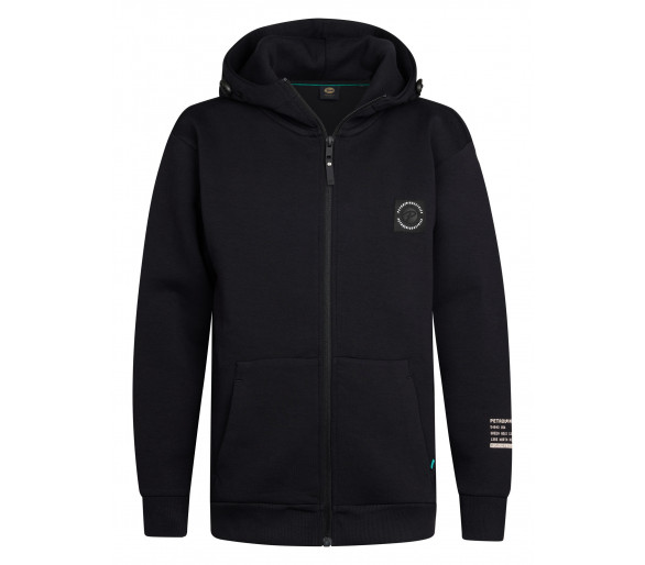 PETROL : Cardigan sweat cool en noir profond zippé