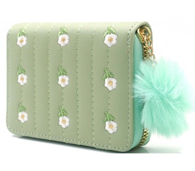 PU Wallet Embroidered Flowers