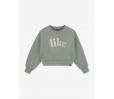 INDIAN BLUE : Pull oversize avec imprimé "like"