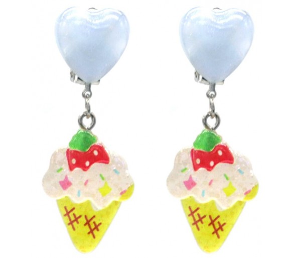 Earrings for Kids Clip On - Icecream
