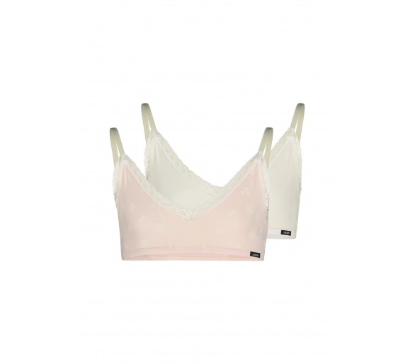 Lot de 2 hauts courts Skinny pour filles en coton et dentelle