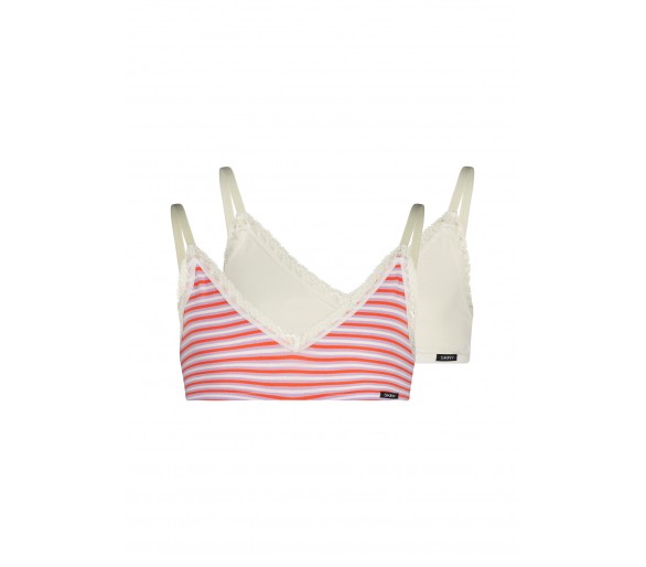 Lot de 2 hauts courts Skinny pour filles en coton et dentelle