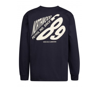 PETROL: Trendy t-shirt lm in Classic Print Royal Navy