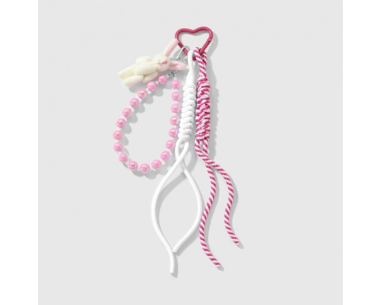 Roze kralen konijn sleutelhanger