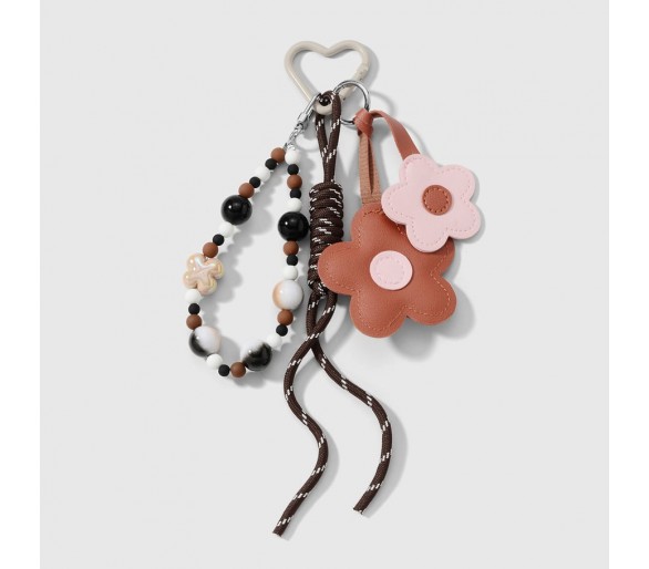 Porte-clés ou bijou de sac avec fleurs