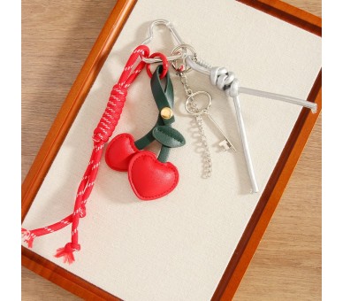 Sac - porte-clés avec cerises et clé