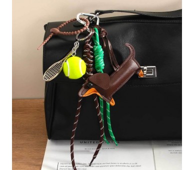 Key - bag pendant with dog and tennis