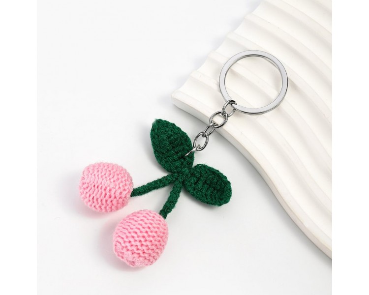 Key ring with knitted cherries