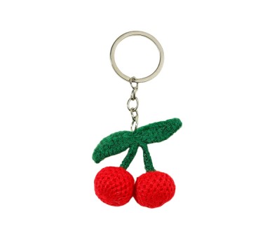 Porte-clés avec cerises tricotées