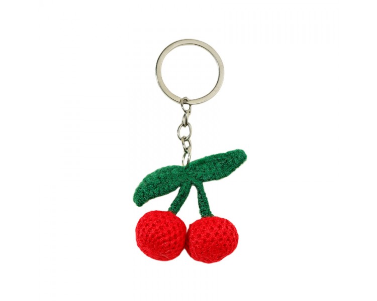 Key ring with knitted cherries