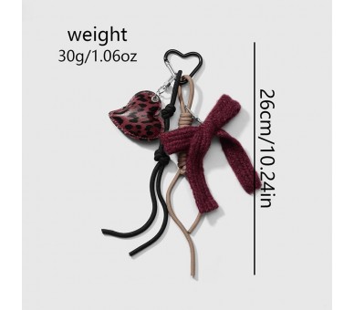 Sleutel - tas hanger met strik en hartje